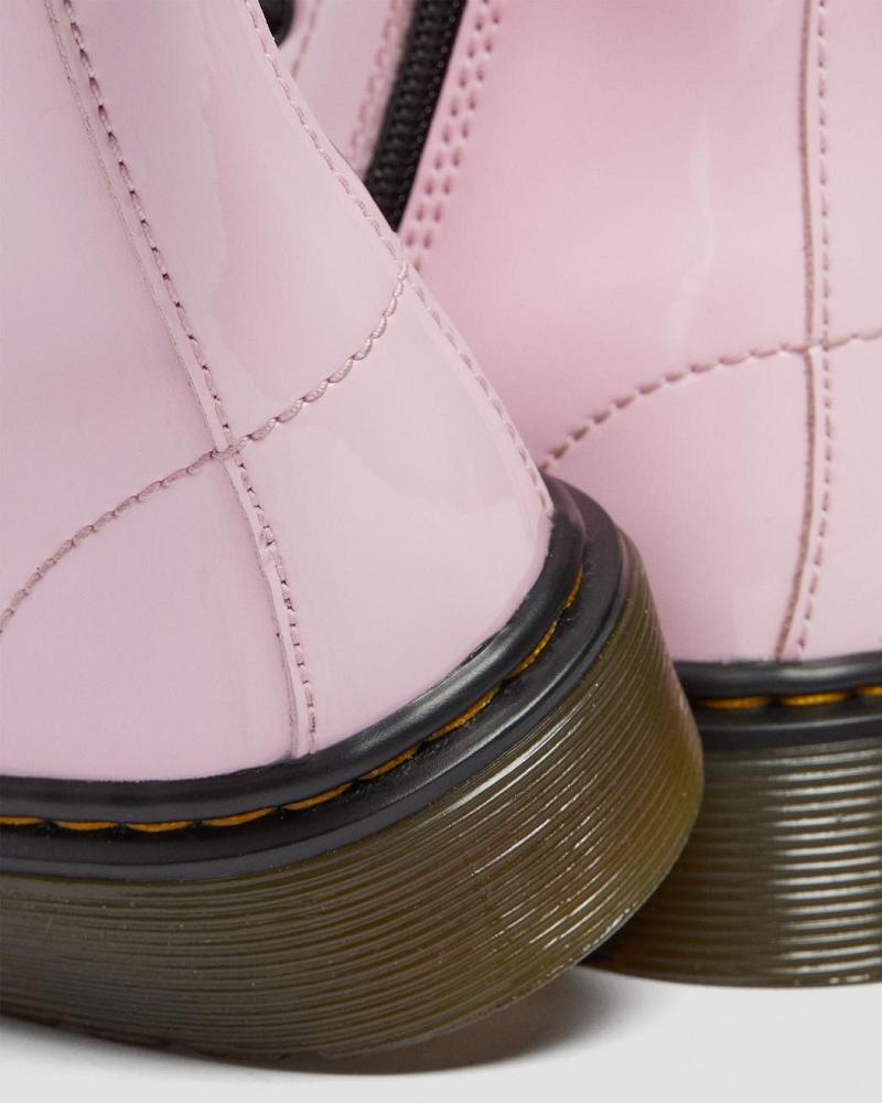 Kids' Dr Martens Junior 1460 Patent Leather Lace Up Boots Pink | AU 684TCE